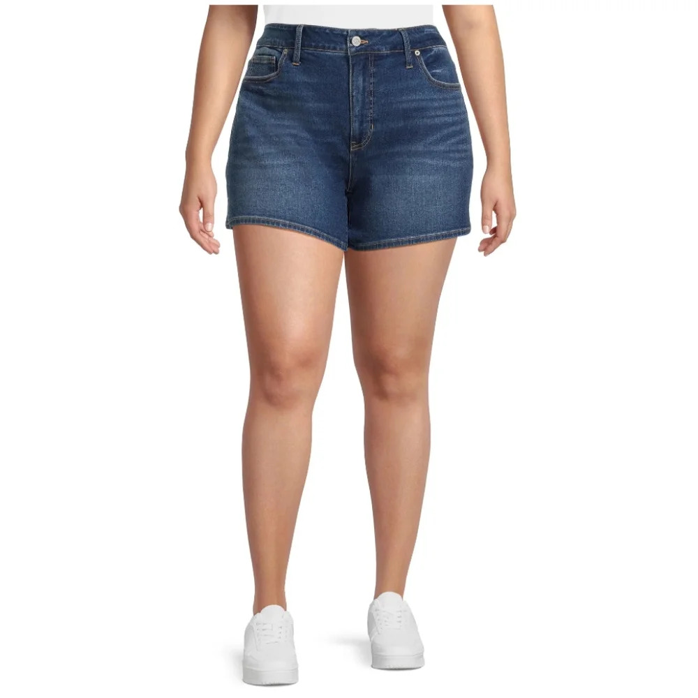 Terra & Sky Women's Size 22W Plus A-Line Short Medium Wash High Rise NWT